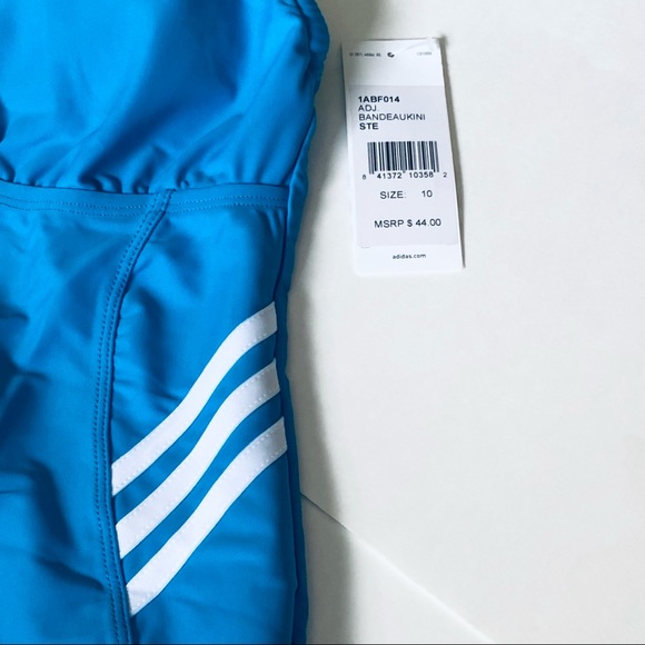 Adidas Tankini Aqua Blue w/ Signature 3 Stripes - Picture 2 of 9